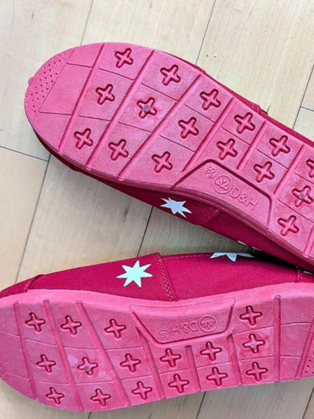 Printed Slip On Flats in Red & Blue Flag detail - Picture 2 of 3